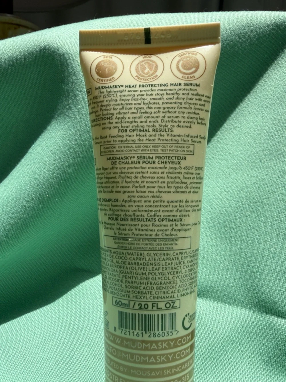 Mudmasky Heat Protecting Hair Serum - Cream/Tan